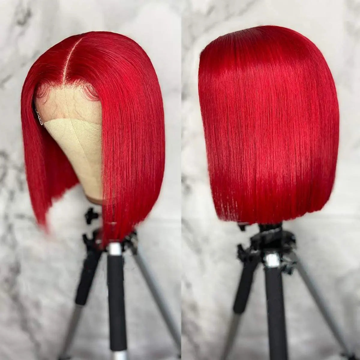 Red Bob Human Hair Straight Short Wig