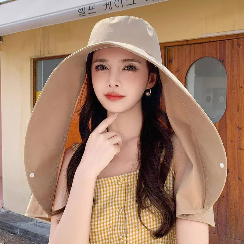 Large Shawl UV Neck Protection Oversized Hat