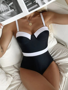 One Piece Color Block Swimming Suit