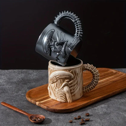 Xenomorph 3D Flat Heat Transfer Alien Coffee Cup