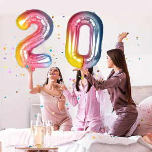 32inch Rainbow Gradient Number Foil Balloons
