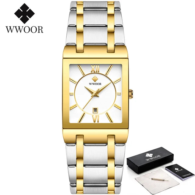 WWOOR Quartz Square Face Geneva Design Wrist Watch