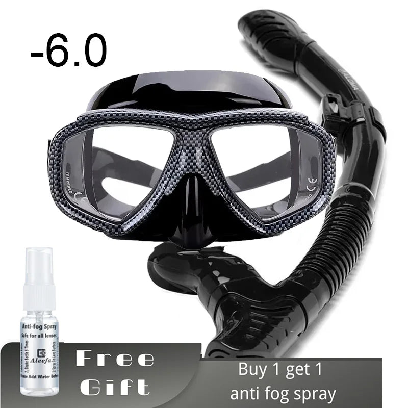 Myopia Diving Mask Snorkel Set with Anti Fog Spray
