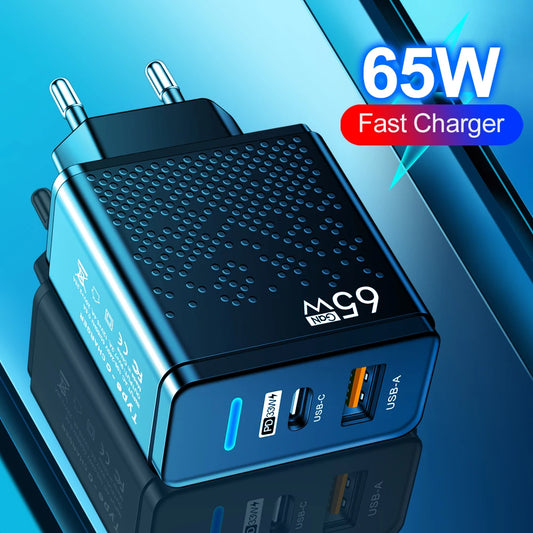 65W USB C Charger PD QC 3.0 Type C USB Fast Charging Wall Adapter For iPhone