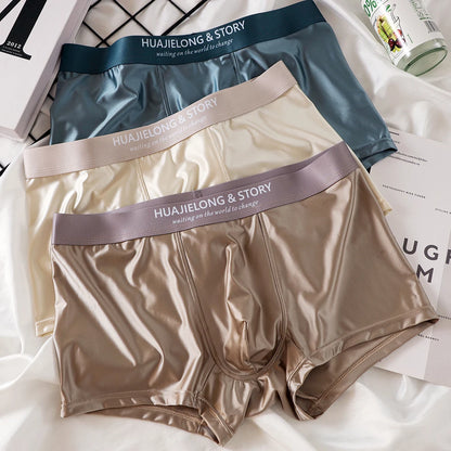 3PCS Satin-like Smooth Cool Solid Boxers