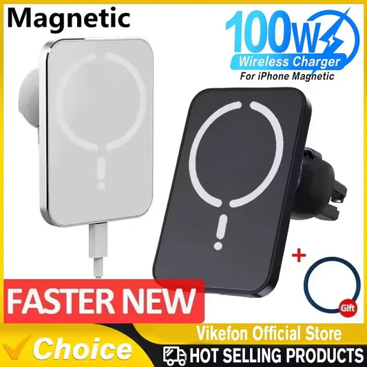 100W Magnetic Wireless Car Charger Air Outlet Phone Holder