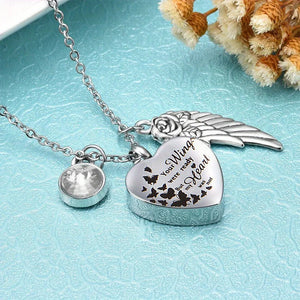 Angel Heart Wings Ashes Keepsake Cremation Memorial Urn Necklace