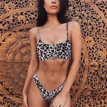 Leopard Print High Cut Bikini Set