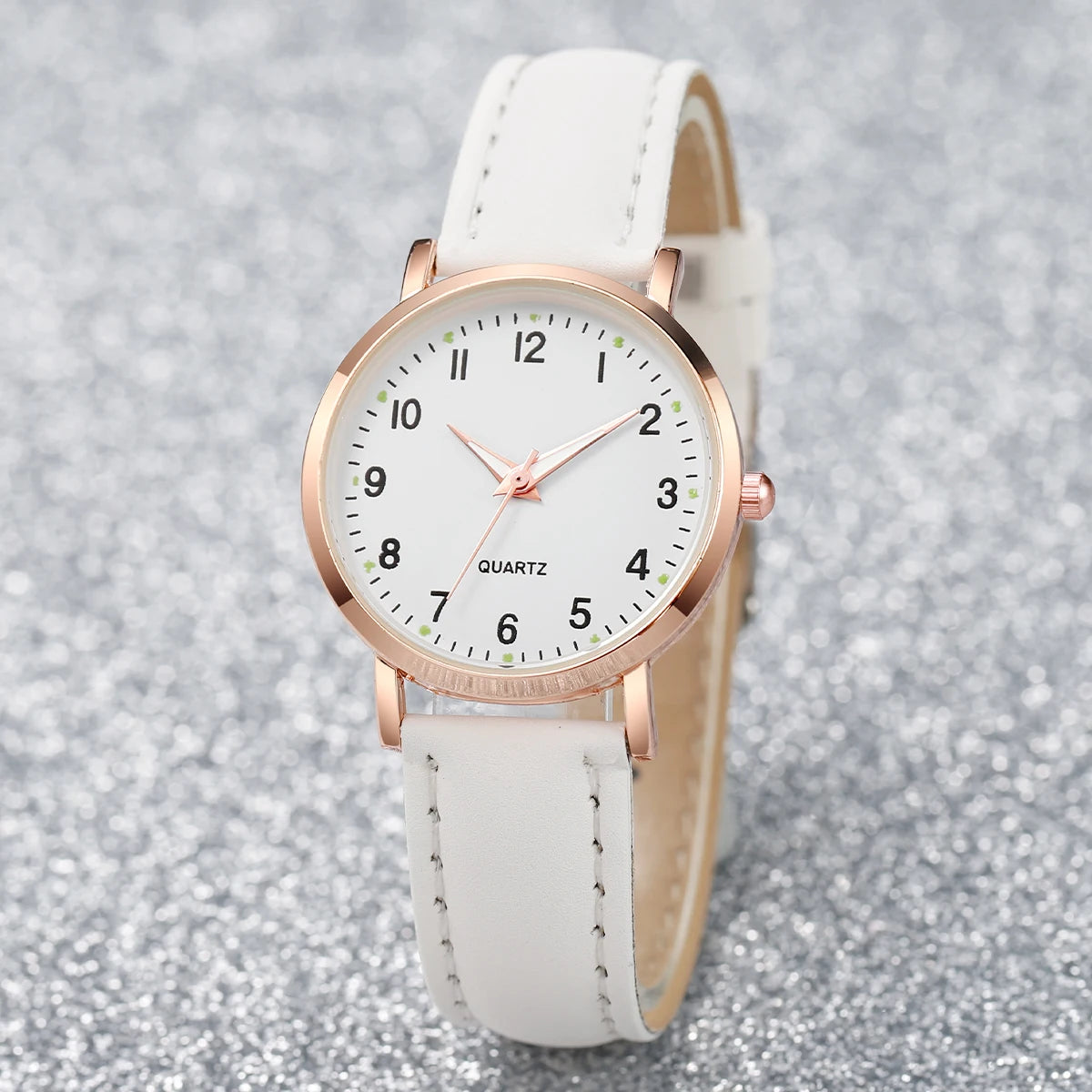 Casual Arabic Dial Leather Band Quartz Watch