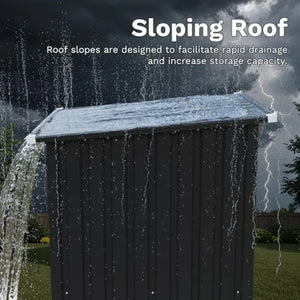 3x3FT Outdoor Storage Shed with Sloping Roof and Single Lockable Door