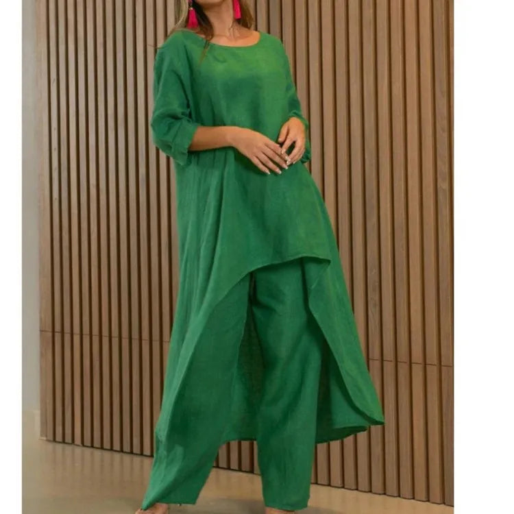 Cotton Linen Casual 2 Piece Set