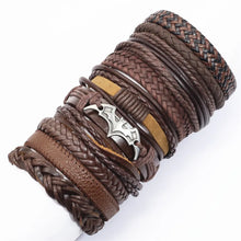 10 Pcs/set Black Wrap Woven Handmade Leather Bracelets