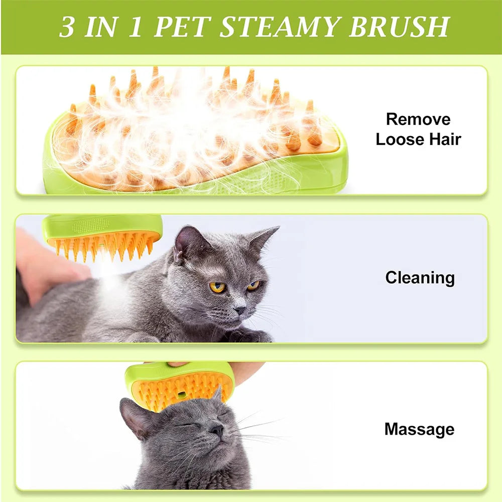 3 in 1 Steam Brush Steamy Built-in Electric Spray Hair Removal Comb