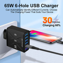 65W 6 Ports USB Fast Charging QC3.0 Travel Charger