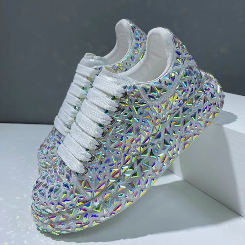 Leather Fashion Platform Rhinestone Shoes