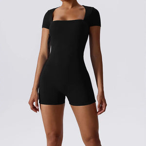 Short One Piece Short Sleeve Yoga Bodysuit