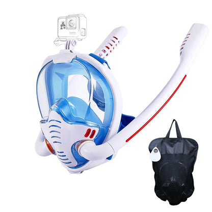 Full Face  Double Tube Black Snorkel Mask