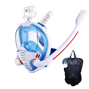 Full Face  Double Tube Black Snorkel Mask