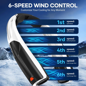 Portable Six Speeds 8000rpm Neck Fan 20hrs Battery Life