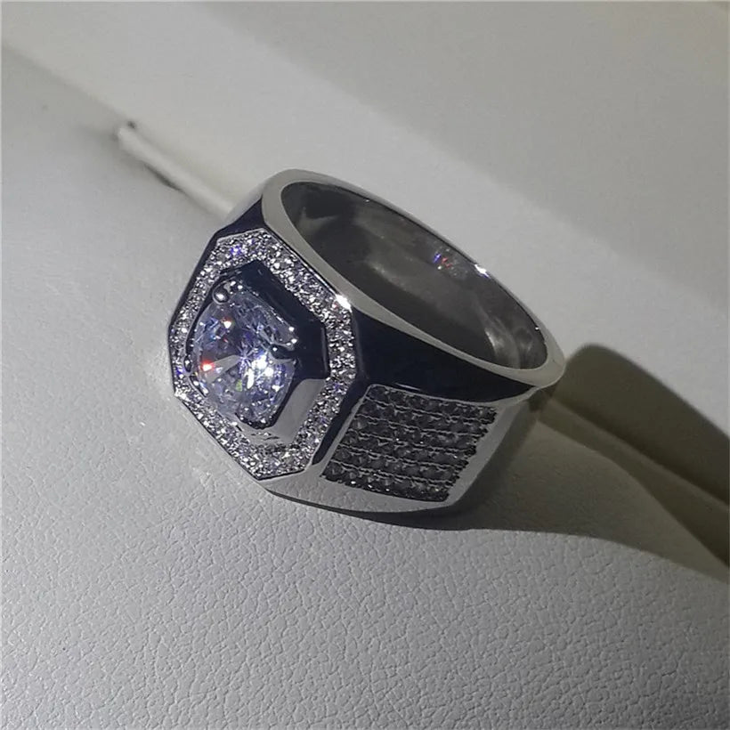 925 Sterling Silver Round 2ct Simulated Diamond Ring