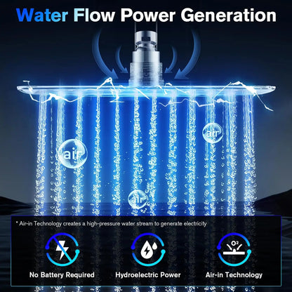 LED Rainfall Shower Head Stainless Steel Square Color Changing Lights Shower Head