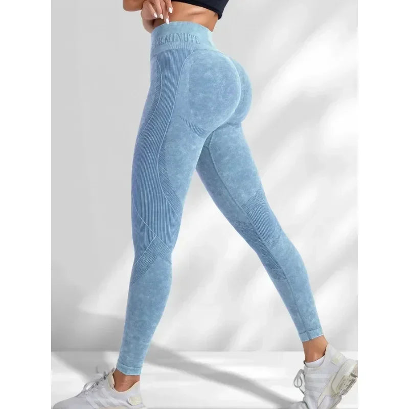 Seamless High Waist Hip Lifting Sand Washed Leggings