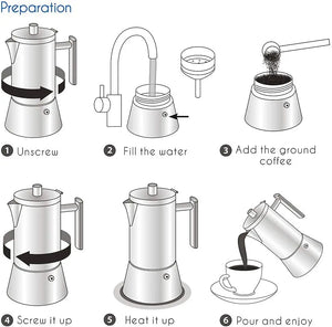 Easyworkz Diego Stovetop Espresso Maker Stainless Steel Italian Coffee Machine