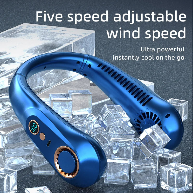3000mA Portable Mini Hanging Bladeless Digital Display Rechargeable Electric Fan