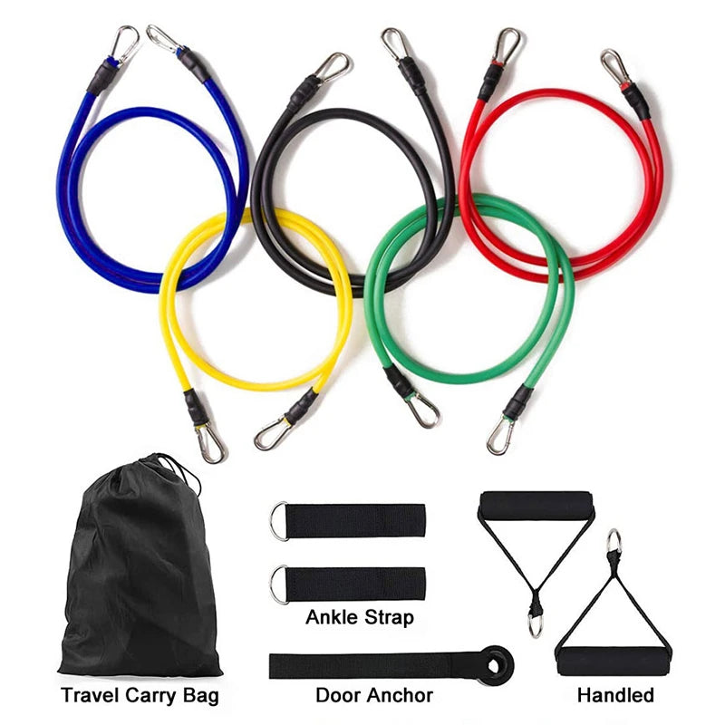 11pcs/Set Portable Pull Rope Resistance Bands