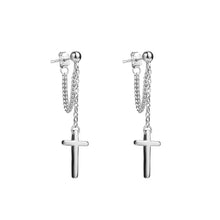 Silver Color Cross Drop Earrings