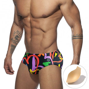Colored Hearts Slim Fit Swimming Briefs