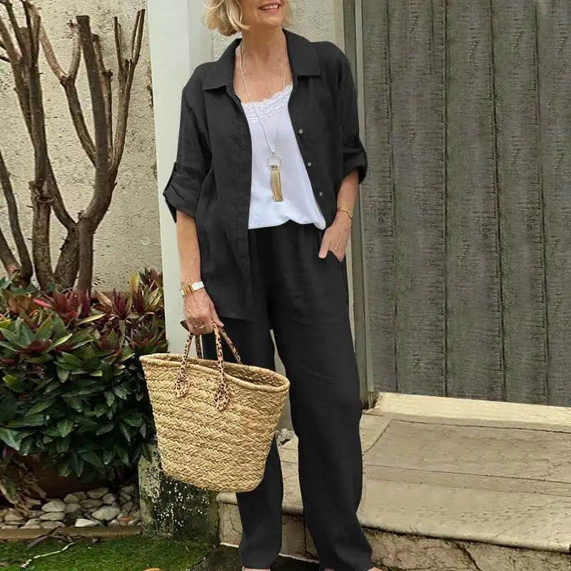 Cotton Linen Casual 2 Piece Set