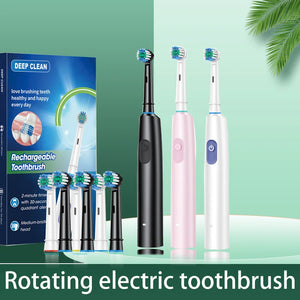 360° Rotating Electric Toothbrush 5 Modes 4 Brush Heads