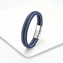 Leather Rope Stainless Steel Buckle Braided Bracelet