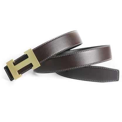 Designer Pin Buckle Genuine Leather H Belt