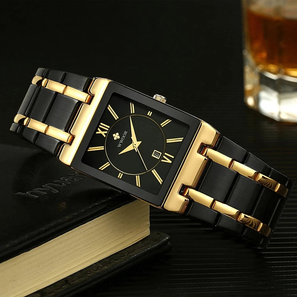 WWOOR Quartz Square Face Geneva Design Wrist Watch