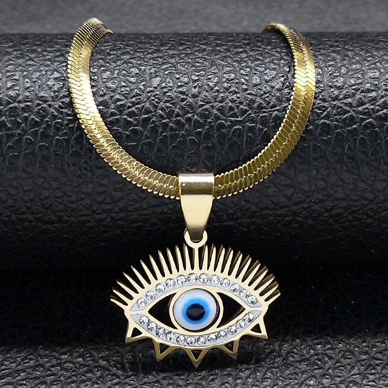 Vintage Crystal Evil Demon Eye Choker Necklace