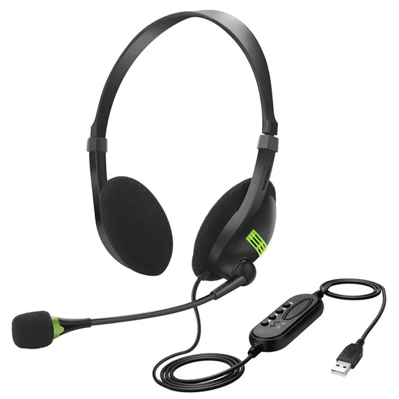 Wired Operator Retractable Headset with Microphone