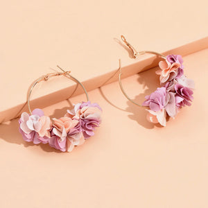 Fabric Flower Dangle Earrings