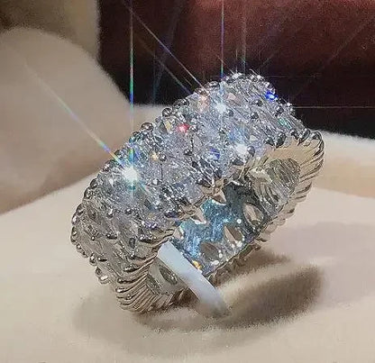 Elegant 925 Sterling Silver Big Water Drop Zircon Stone Ring