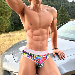 Racing Flag Plaid Printed Breathable Soft Briefs