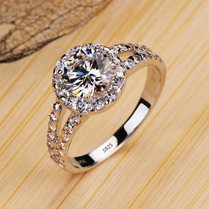 White Tibetan Silver Round Zircon Crystal Ring