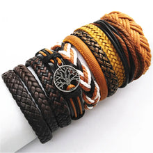10 Pcs/set Black Wrap Woven Handmade Leather Bracelets