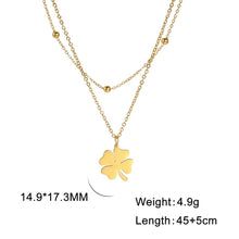 Lucky Clover Pendant Stainless Steel Double Layer Necklace