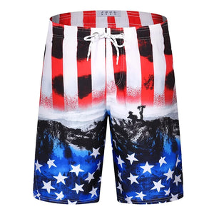 Colorful 3D Print Graphic Swim Trunks