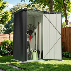 3x3FT Outdoor Storage Shed with Sloping Roof and Single Lockable Door