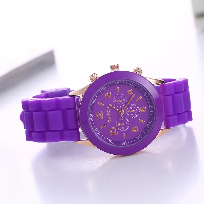 Geneva Ladies Silicone Strap Quartz Wristwatch