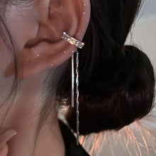 Silver Color Crystal Tassel Non-Piercing Cuff Ear Clip Earring