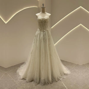 Romantic Strapless See-Through Wedding Dress