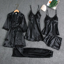 6PC Satin Sleep Pajamas Gown Set